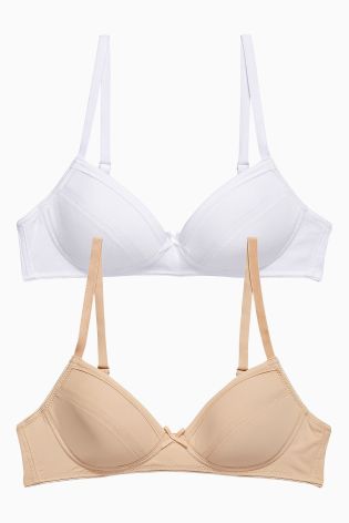 Two Pack Nude And White Trainer Bras